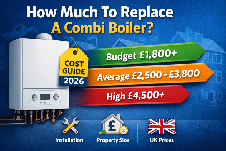 “How much does it cost to replace a combi boiler in the UK – infographic showing prices, installation costs, and boiler types”
